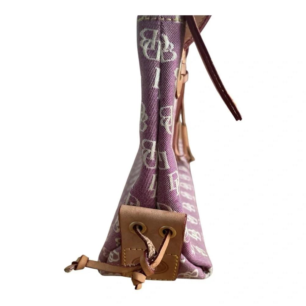 Dooney & Bourke Monogram Jacquard Plum Leather Shoulder Bag